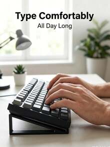 Ergonomic Tilted Angle, Effectively Reduces Hand Fatigue, Sturdy And Stable, Suitable For Remote Workers And Students, Durable Keyboard Stand, Keyboard Holder/Keyboard Riser, Room Decor, Office Desk Accessory - Multicolor - View 2