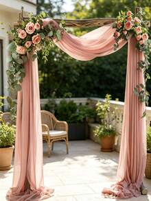 Arched Hanging Fabric Half Panel 4.4 Yards Lightweight Background Curtain Suitable For Party, Ceiling, Wedding Arch, Reception Area, Christmas And More Decorations - Lotus Root Pink - View 8