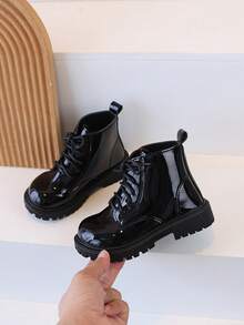 1 Pair Baby Girl Autumn/Winter New Ankle Boots, Casual Daily Wear, Soft Sole Anti-Slip - Black - View 1