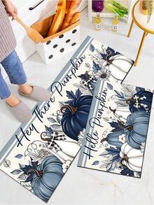 1/2 piezas Alfombra de tierra de diatomeas con patrón de calabaza y floral de Acción de Gracias, estilo vintage, súper absorbente, antideslizante, perfecta para baño, cocina y comedor, secado rápido, lavable a máquina, regalo perfecto para decoración del hogar y alfombra de baño - Multicolor - Ver 8