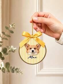 1pc Customized Photo & Text Pet Ornament - Acrylic Christmas Tree Hanging Decoration With Pet Name, Durable Ribbon, Cozy Farmhouse Style, Suitable For Home/Car/Holiday Decor, Perfect Christmas & New Year Gift For Dog/Cat Lovers, Pet Owners, Families - Multicolor - View 3