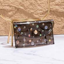 Daisy Coin Purse, Card Holder, Earphone Bag, Fresh Mini Coin Pouch - Black - View 6