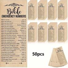 50/100pcs Verse Bookmarks - Inspirational Emergency Number Bookmarks Church, Sunday School & Religious Gifts (Brown) - A - View 8