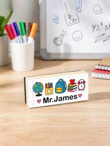 1 Peça Apagador de Quadro Negro Personalizado com Nome do Professor, Apagador de Quadro Branco de Madeira, Suprimentos Escolares, Apagador a Seco, Presente de Agradecimento ao Professor, Volta às Aulas, Decoração de Sala de Aula - Multicolorido - Visão 7