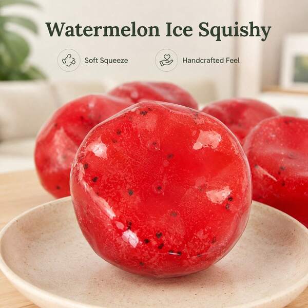 1pc Watermelon Ice Cream Squishy Ball, Sandy Texture, Anxiety Relief ADHD Autism Fingertip Toy, Stress Relief Venting Toy, Best Gift For Birthday Party, Easter, Christmas, Valentine's Day