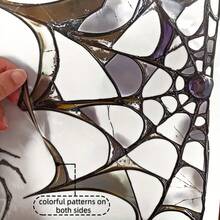 1pc/Set Halloween Spider Web Transparent Film Glass Sticker, Colorful Electrostatic Decorative Sticker, Suitable For Halloween Party Home Window Decoration Door Sticker - Multiple Styles - View 6