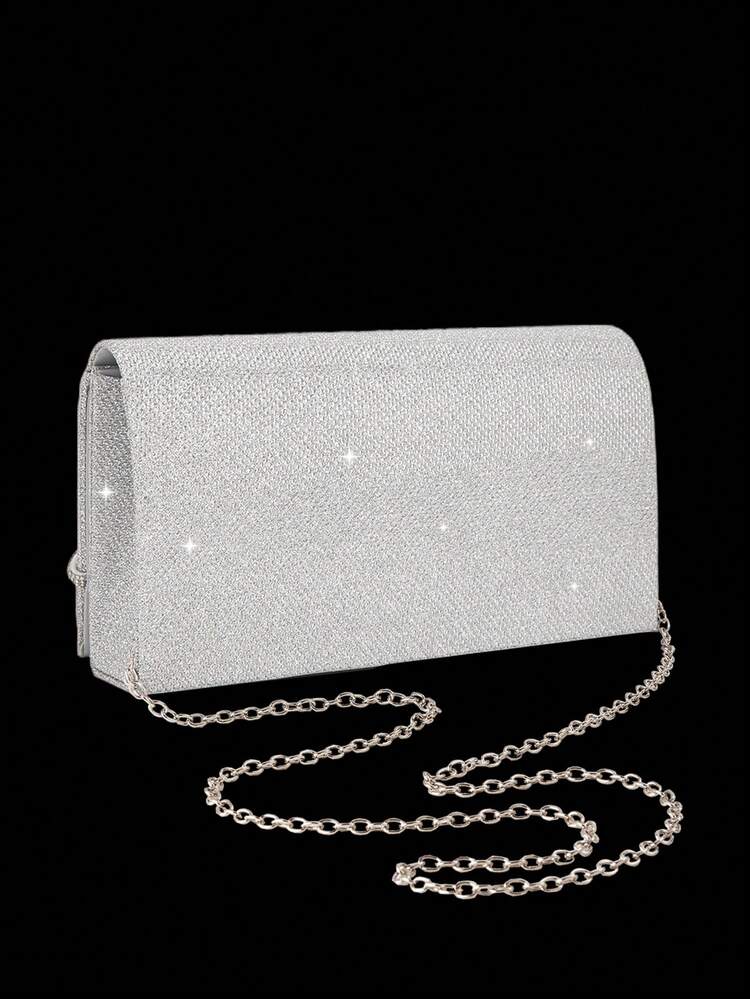 Elegant Luxury Rhinestone Envelope Clutch Bag, Sparkling New Women's Party Clutch, Comes With 3-Piece Rhinestone Jewelry Set Including Rhinestone Pendant Necklace, Earrings And Bracelet, Suitable For Parties, Gatherings, Balls And Evening Events - Silver - View 10