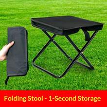 1pc Portable Folding Stool With Thickened Oxford Fabric Seat, Lightweight Metal Frame, Travel Camping Handheld Stool - Multicolor - View 7