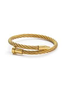 1pc Stainless Steel Twisted Nail Design Niche Style Bracelet, Unisex, Non-Fading, Stackable, Couple Birthday Gift - SZGSS005 - View 14