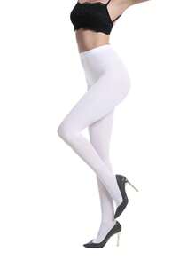 1/2 Pairs Women's 80D Solid Color High Waist Leggings, Minimalist Tights, Suitable For Daily Wear - White - View 5