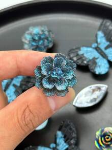18件組水晶蝴蝶鞋花DIY可拆卸鞋飾 ABS彩色玫瑰鞋配件，適用於洞洞鞋、女款涼鞋、拖鞋、沙灘鞋，度假禮物 - 藍色 - 查看 8