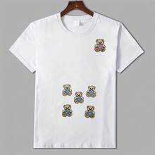 20入款時尚可愛清新藍粉熊刺繡燙貼布貼，創意個性可愛動物圖案，手工縫製簡單配件，DIY衣服包包帽子褲子圍巾牛仔褲襯衫毛衣裝飾布貼徽章，隨機配色 - 20pcs混裝小熊補丁 - 查看 7