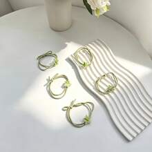 5pcs Minimalist Green Pentagram Bracelet & Hair Tie Dual-Use Cute Star Hair Rope Women's Hair Accessories Popular Girl Hair Bands - Green - View 6