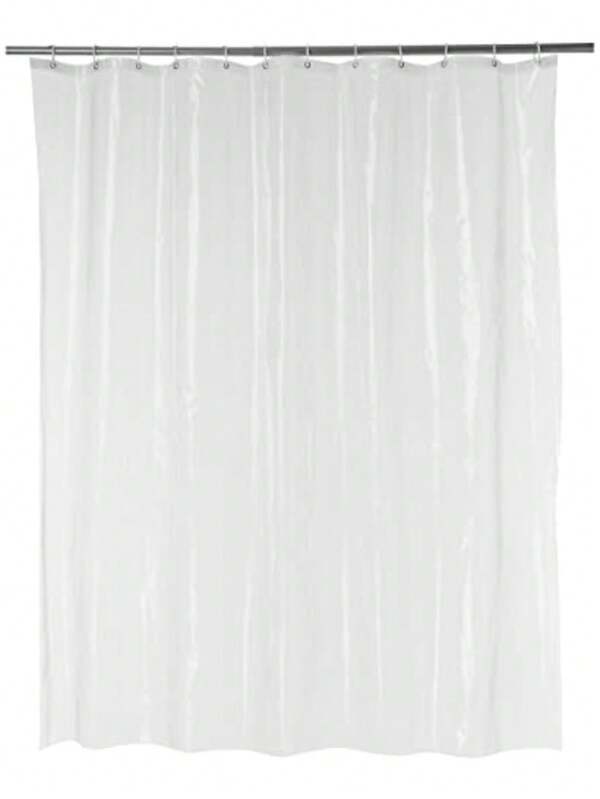 Water Resistant 8-Gauge Shower Curtain Liner With Rust-Proof Metal Grommets And Plastic Hooks, 72"L X 72"W