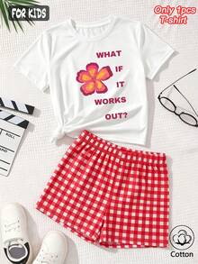 Summer & Autumn Girls' Cotton Short Sleeve T-Shirt, Cute Sweet Girly Preppy Style With Fun Printed Graphics - White - View 4