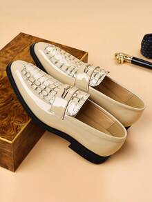 Men's Business Travel Dress Shoes, Slip-On Loafers, Casual Dress Shoes Suitable For Daily Commute, Office, Business Work, Wedding, Groomsman, Fashion Shoes, Dating, Dinner, Nightclub, Casual, Shopping, Light Formal, Banquet, Influencer Photo Shoot And Various Other Occasions - Yellow - View 2