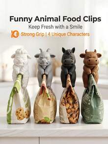 Set Of 4 Cute Animal Shaped Bag Clips, Suitable For Small Gifts, Can Seal Coffee, Grains, Candy And Snack Bags Tightly, Perfect As Housewarming Gift, Also A Fun Collectible For Snack Lovers And Home Decor Enthusiasts - View 8