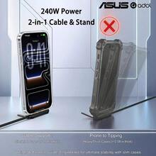 ASUS 2-Pack 240W Fast Charging Cable With Phone Stand, 90° Right Angle, 360° Rotation, Multi-Angle Adjustment, Braided Cable Compatible With IPhone 17 And Gaming Phones. Fast Charging Cable With Stand, Suitable For Daily Video And Selfie Stand - Black - View 9