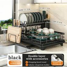 Large Capacity Dish Drying Rack With Drainboard, Kitchen Counter Dish Drainer With Utensil Holder & Drainage Tray - View 13