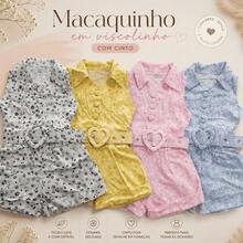 Macaquinho em Viscolinho com Cinto - Rosa Bebê - Visão 2