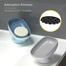 2-In-1 Bathroom Soap Rack, Countertop Drain Soap Box With Suction Cup, Suitable For Dual Storage And Storage Of Round, Square, And Large Soap - Multi-Color Packaging Color Random - Multicolor - View 5