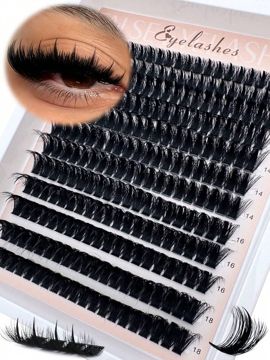 80D Spikes Lash Cluster Lashes, 10-18mm Pointed Tip Lashes, DD Curl Fluffy Eyelash Extension, 240pcs Cluster Lashes, Thick Individual Lashes, DIY Pointed Tip Lash Extension, Cartoon Cluster Lash Extension, Mink Lash Strip, Thick Lashes