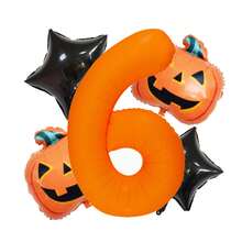 Halloween Pumpkin Pentagram Fluorescent Orange Number Foil Balloon Set, Includes 0-9 Orange Fluorescent Foil Number Balloons, Black Pentagram Foil Balloons, Halloween Pumpkin Foil Balloons, Suitable For Halloween Party Decoration, Trick Or Treat Holiday Party Decoration, Outdoor Halloween Backdrop, Holiday Decoration Supplies - Multicolor - View 12
