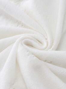 Cardigan de punto calado corto casual de verano para mujer, cuello en V, ajuste regular, botones delanteros, manga larga, blanco, capa ligera dulce y elegante - Blanco - Ver 6