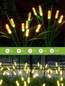 Solar Powered LED Reed Garden Lights, Outdoor Ground Stake Lights, Lawn Lights, Suitable For Pond, Patio, Yard, Pathway Landscape Lighting Decoration, And Halloween And Christmas Holiday Decoration - Reed Floor Lamp - View 6