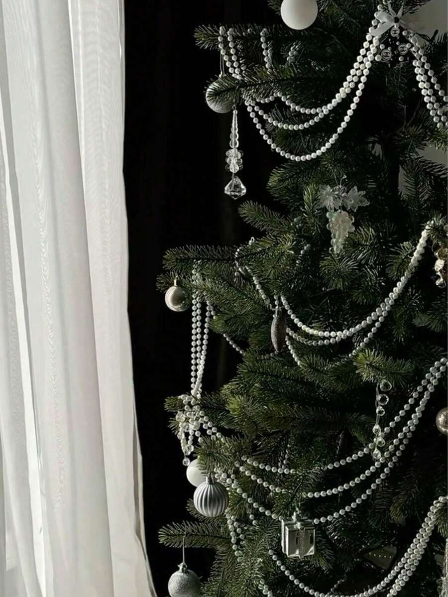 Hanging Pearl Chain, Room Decoration, Christmas, Halloween, Wedding Decoration, Suitable For Various Party Decorations, Seasonal Decorations, Party Backdrop Curtain, Window Curtain, Faux Pearl String, Scene Atmosphere Decoration