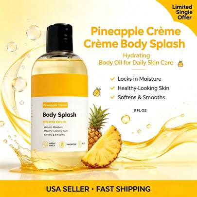 Pineapple Crème Hydrating Body Splash Oil Natural Nourishing Lightweight Non‑Greasy Moisturizing Skin Care Oil For Daily Whole Body Use,Mother's Day Gift,Holiday Gift,Birthday Gift,Gift For Women
