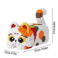 1000PCS Cute Cat Tissue Box Building Blocks Toy, Multi-Functional Building Blocks, Both Decorative Item And Tissue Box, 3D Puzzle Building Blocks Toy, Small Particle Handmade DIY Puzzle Ornament Living Room Decoration, Ideal Gift For Thanksgiving, Christmas, Halloween And Birthday - Multicolor - View 4