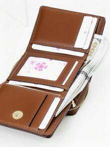 Card Holder Wallet Combo Compact Ultra-Thin Multi-Function Card Holder,Badge Holder - Brown - View 2