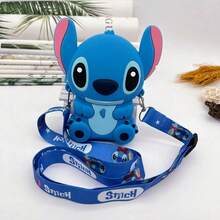 1pc Disney Stitch Cute Cartoon Silicone Crossbody Coin Purse, Multi-Functional Waterproof Bag - Multicolor - View 7