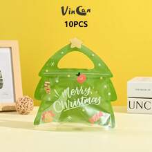 VINCAN 10入聖誕樹造型自封式零食袋，節日糖果點心包裝袋，聖誕派對伴手禮禮物袋 - 彩色 - 查看 9