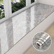 1 Roll Marble Pattern Wallpaper, Self-Adhesive Kitchen Sticker, Waterproof Oil-Proof Kitchen Sticker, Window Sill, Bay Window Cabinet, Desktop Sticker, Furniture Renovation Wallpaper Sticker, Removable Self-Adhesive Granite Vinyl Film Waterproof Roll Thick, Easy To Clean And Install Kitchen Decor Sticker, Bathroom Wall Decor Wallpaper - Marble - View 1
