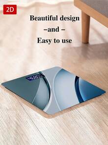 1pc Light Luxury Blue-Gray Curved Texture Scale/ Suitable For Small Scale,Household Scale,Compact Scale,Bathroom Scale /Easy To Apply /Measures Weight Up To 400 Lb/180kg,Tempered Glass Surface,Temperature Detection,Uses AAA ( Not Included) - Multicolor - View 8