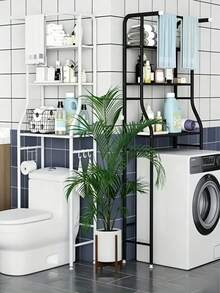 Multi-Layer Storage Rack For Washing Machines, Featuring Divided Storage Layers, A Top Pole For Hanging Towels, Side Hooks For Cleaning Tools, And Maximizing Unused Space In Bathrooms - Multicolor - View 5