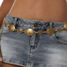 1pc Women's Waist Chain Metal Geometric Shape Fashion Vintage Bohemian Decorative Dress Belt - Waist Chain - View 4