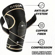 2PCS Men's Copper Infused Knee Support Brace, Adjustable Compression Knee Sleeve, Breathable Non-Slip Stabilizer For Running, Gym, Sports & Daily Wear - Black - View 4