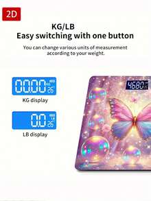 Butterfly Lightweight Purple Body Weight Scale, Throom With Backlit LED Display, High Precision, Max Capacity 400 Lbs/180 Kg - Multicolor - View 5