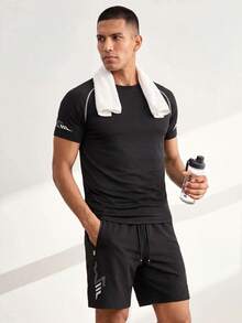 Driftmere [Must-Have For Men] Regular T-Shirt + Shorts Set, American Street Style Outfit, Men's Set Gym Sport - Black - View 1
