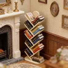 61pcs/Set Miniature Bookshelf & Books Set, Exquisite Craftsmanship And Realistic Design, Suitable For 1:6 Or 1:12 Dollhouse Decor, DIY Decoration, Scene Photography Props - 1 Bookshelf + 60 Mini Books - View 6