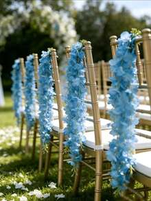 20/1 Stück künstliche blaue Glyzinie, hängende künstliche Glyzinienranken, künstliche Blumen für den Außenbereich, Heimdekoration, Feiertagsdekoration, Blumenrankendekoration, Außendekoration, Gartendekoration, Hochzeitsdekoration, Party, Gartenparty, vielfältige Innen- und Außendekoration, geeignet für alle Jahreszeiten - Babyblau - Übersicht 1