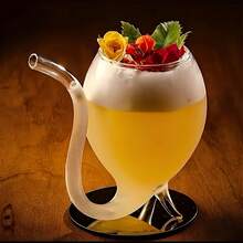 300ml 吸血鬼玻璃杯，創意玻璃杯，醒酒杯，馬克杯，內置吸管，果汁杯，冰淇淋香檳，居家，派對，夜店，玻璃器皿，戶外露營 - 透明 - 查看 2