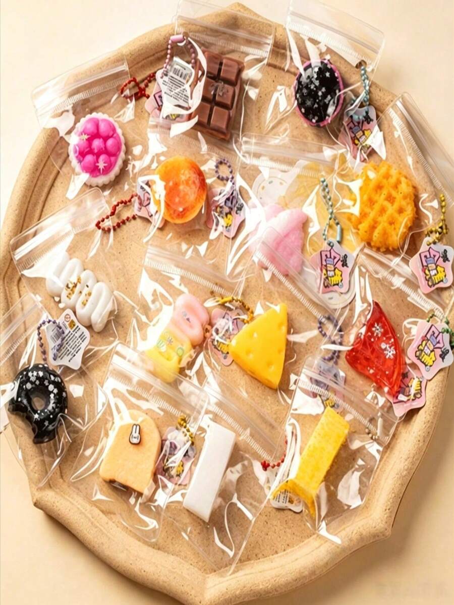 12-Pack Food Squeeze Ball PVC Pendant Decompression Toy, Individually Packaged With Various Food Pattern Designs, Squeeze To Relieve Stress (Random Assortment) Perfect For Children, Teens, Adults To Relieve Stress, Perfect Birthday Gift, Holiday Gift, Gift, Giveaway