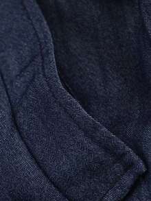 Women's Solid Color Sleeveless Collared Tank Top With Belt Summer - Navy Blue - View 8