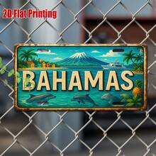 2D Flat Printed, 1pc, Bahamas Coast Cruise Scene Metal Sign, For Decorative Use Only, Decorative Sign And Plaque, Vintage Sign, Beach Cafe, Ideal Gift For Vacationers And Sun Lovers (Random Style) - A - View 9