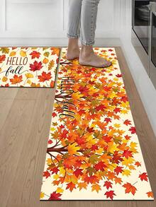 1/2件裝 Hello, Autumn 感恩節楓葉圖案復古矽藻土地墊，超吸水防滑快乾，適用浴室、廚房與餐廳，可機洗，居家裝飾與浴室地墊禮物 - 彩色 - 查看 5
