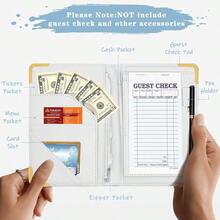 Server Book, In High Quality Leather, With Money Pocket And Zipper Pouch, Restaurant Waitstaff Organizer Fits Server Apron And Receipt Holder ( - Butterfly - View 3